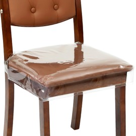 SIWUTIAO 4 Pack Plastic Chair Covers for Dining Room,W18*D17 Inches Clear PVC Kitchen Chair Seat Protectors (4, W18 * D17 * H6 inches)