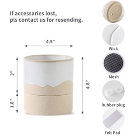 Nihow Self Watering Plant Pot: 4.5 Inch Ceramic Planter with Drainage Hole & Water Storage Plus for Indoor & Outdoor Plants - Cylinder Flower Pot for Herbs/Violets - White & Nature