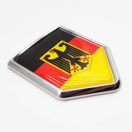 Overdecor German State Ensign Flag Decal Stickers Car Emblem Germany Eagle Car Accessories Decorations Chrome Shield Flag Sticker Decals for Cars Truck Vehicles, 2 Pack
