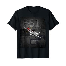 P51 Military Fighter Airplane WW-II Warbird Cartoon T-Shirt