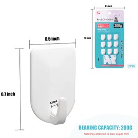 ORIJOYNA 2-Pack Mini Self Adhesive Hooks - Sticky Plastic Small Wall Hooks Heavy Duty Hanger - Hanging Keys, Necklace, Decoration for Bathroom, Living Room, Bedroom (18-Count,Max Load 0.44 LB)