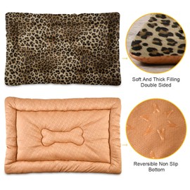 Blueangle Vintage Leopard Print Dog Bed Cat Bed, Rectangle Comfortable Pet Bed, Ultra Soft Calming Dog Bed for Small Medium Large Dogs, 18" x 24"