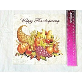 Creative Expressions Harvest Cornucopia "Happy Thanksgiving" Luncheon Napkins #661637, 16/pk