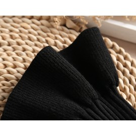 SUZALA Removable Wrist Cuffs False Sleeves for Women Teens, Knitting-black