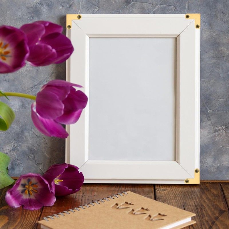 Cabilock 6Pcs Right Angle Brass Corner Code, L Shape Brackets,