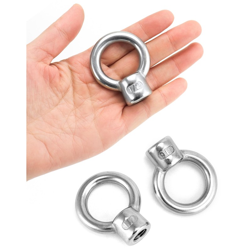 QWORK Lifting Eye Nut, 4 Pack, 1/2" UNC Marine Grade