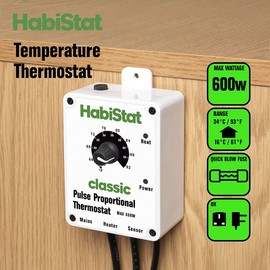 Habistat - Classic On/Off Temperature Thermostat - White - 600w - Accurate Dial - Easy To Use - Ideal For Controlling Heat Mats