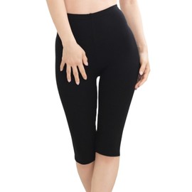 Chica Hurra Women's Pants, Leggings, Cotton Blend, Made in Japan, 1/4 Length, Half Length, Half Length, 3/4 Length, 10/4 Length, black half-length