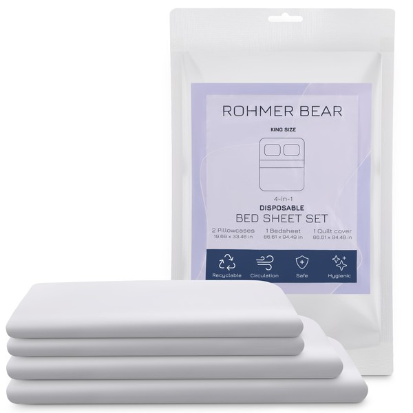 Rohmer Bear Disposable Bed Sheets, Lightweight, Breathable, and Portable. Ready