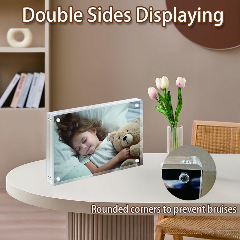 YMYKLB Acrylic Picture Frame, 5x5 Inch Acrylic Photo Frames Horizontal