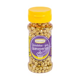 Günthart BackDecor | Glanzperlen Gold Streudekor | Sprinkle Streudeko | Gold Schokolade Kugeln | weicher Kern und Umhüllung | 1er Pack (1 x 65 g)