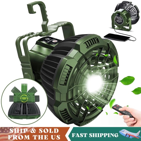 Unbranded Portable Camping Fan with LED Hanging Lantern USB Rechargeable