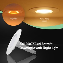 Soliseed 5/6 Inch LED Can Lights with Night Light,3000K Retrofit Recessed Lighting,12W=60W,800LM,Dimmable LED Replacement,Easy Retrofit Downlight Install,E26, Bevle Trim,6 Pack