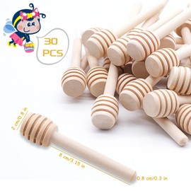 30 Pezzi Cucchiaino Bastoncini Miele Honey Dipper Stick, Spargimiele Legno Piccoli, Mini Spargimiele 8 cm Portatile Bastoncini per Vaso di Miele Jar Ringraziamento Matrimonio Compleanno