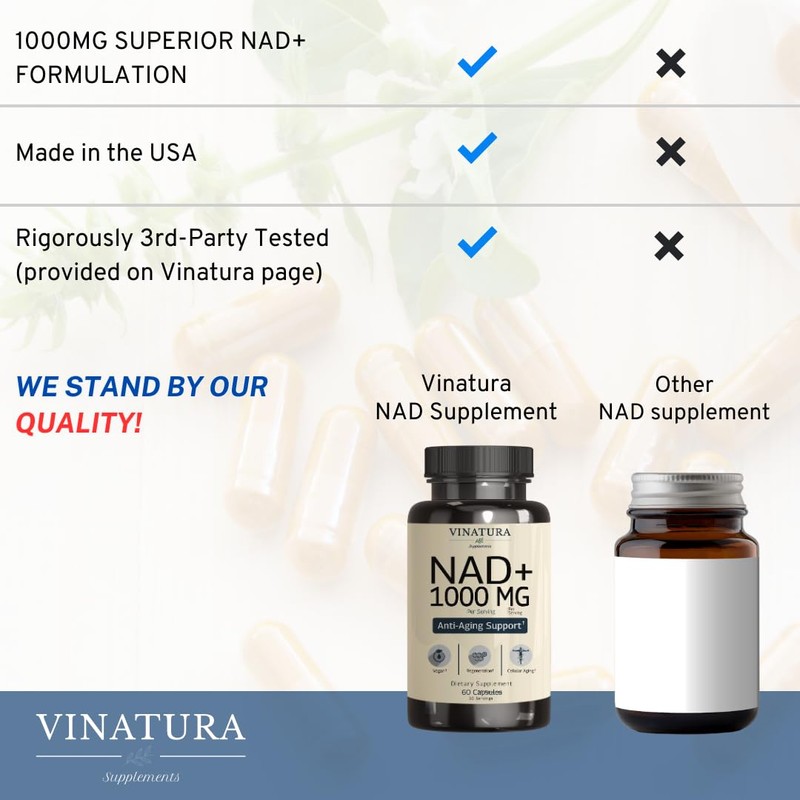 VINATURA NAD Supplement 1000mg - Pure NAD Supplement for Anti-Aging
