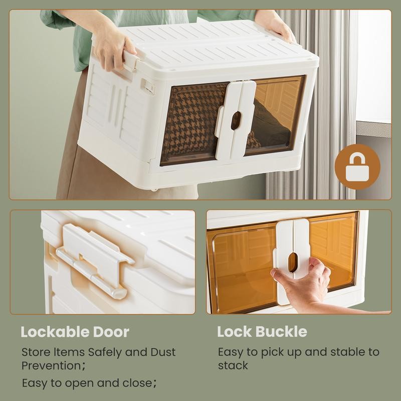 Stackable Storage Bins with Lids Portable and Lockable Organizer with