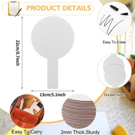 25 Pieces Dry Erase Answer Paddles, Portable Double Sided Mini Whiteboards, Small Whiteboards, Dry Erase Signs, Auction Paddles for Students, Classroom, Voting Games