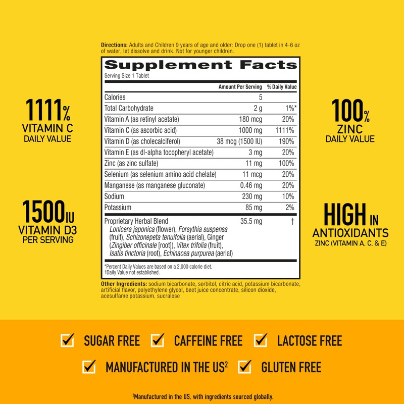 Airborne 1000mg Vitamin C + Zinc Immune Support Supplement Chewable