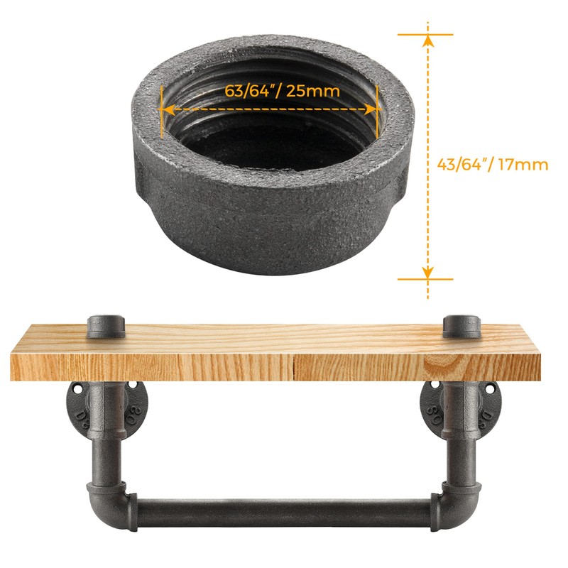 3/4" Industrial Pipe Fitting Caps - Home Expert 20 Pack