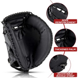 HolyElks Baseball Catchers Mitt 33", Catcher Glove, Baseball Glove, Catchers Mitt for Training and Playing, Right Hand Throw, Adult and Youth Size, Multiple Styles (Black, 33in)