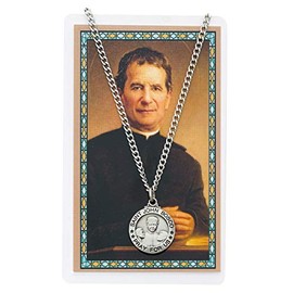 St John Bosco Prayer Card With Medal Patron Saint Catholic Christian Pendant Charm
