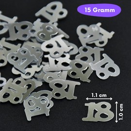 DIWULI Number Confetti Silver 18, Elegant Table Decoration Birthday