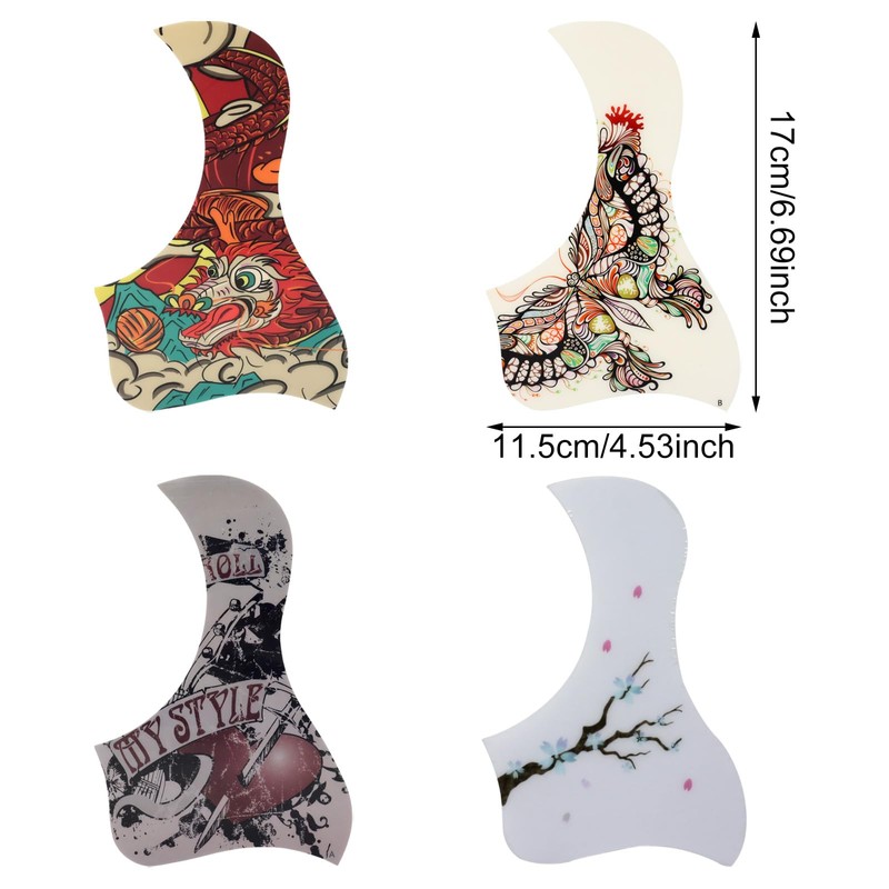 Honbay 4PCS Self Adhesive Anti-Scratch Hummingbird and Water Shaped Acoustic