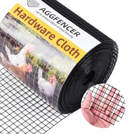 AggFencer 36in x 50ft Black Hardware Cloth 1/2 inch 19Ga PVC Coated Wire Mesh Vinyl Coated Fence, Welded Metal Chicken Wire Fencing Roll, Garden Plant Fencing, for Chicken Coop and Home Improvement
