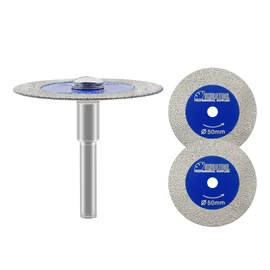 SHDIATOOL Diamond Glass Cutting Disc, 3pcs 50mm(2") Mini Diamond Saw Blades with 1pc 6mm Shank for Tile Ceramic Porcelain Marble Granite Artificial Stone on Drill Machine Pack of 3