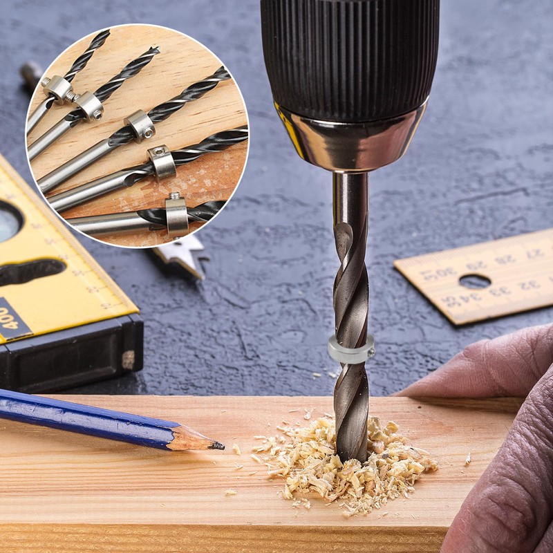 8-piece drill depth stop set, drill depth limiter limit the