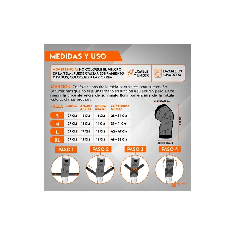 Rodillera Deportiva de Compresión Hyperz con Correas Ajustables para Hombre