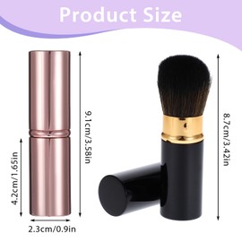 Grevosea Retractable Makeup Brush, 2 Pack Blusher Brushes Retractable Kabuki Brush with Cover Extensible Foundation Brush for Women Liquid Cream Foundation Concealer Blush Makeup (Gold, Black)