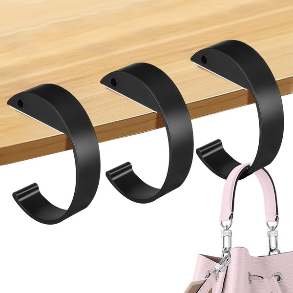 Qiuruoo 3PCS C-Shape Purse Hooks for Table, Made of High