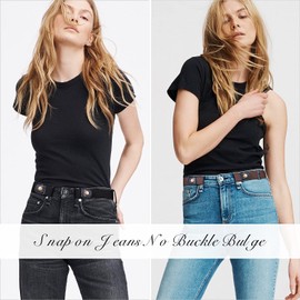 WERFORU 6 Pack No Buckle Invisible Stretch Belt Buckle-Free Elastic Belt for Women and Men (black+coffee+blue+grey+beige+white, Suit for waist size 35-53 inches)-