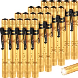 Hortsun 20 Pcs Mini Pen Light Flashlights Father Day Gifts for Men Pocket Flashlights Pen with Clip Small LED Handheld Slim Torches Without Battery(5.12 Inch,Yellow)