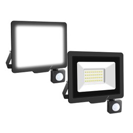 Willpower 2pcs LED Floodlight 30W 3000lm LED Security Lights Outdoor with Motion Sensor LED Work Light IP66 Waterproof PIR Lights White 6000K Wall Light for Garden Garage Court Patio Lawn