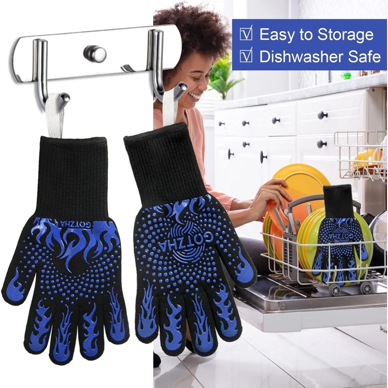 Extra Long 14-Inch BBQ Gloves - Comfortable Heat Resistant Silicone