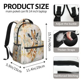 Ti Caldi Watercolor Giraffe Backpack for Women Teen Boys Girls School Laptop College Cute Grassland Animal Backpacks for Gifts Travel Hiking Work Camping, Polyester Lightweight Bookbag Back Pack