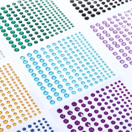 Rhinestone Gem Stickers, 2475 Pcs Self Adhesive Face Gems Rhinestones, Women Face Nails Body Makeup Bling Jewel Stickers for DIY Crafts, Hair, Cards, Festival Decor(15 Colors,15 Sheets, 4 Sizes)