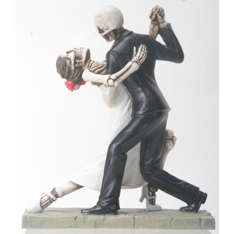 YTC Skeleton Face Wedding Couple in Dancing Position Statue Figurine