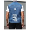 Floerns Men's Distressed Ripped Jean Vest Sleeveless Button Front Denim