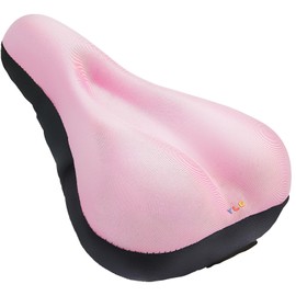 YLG Pink Bike Seat Cushion - Gel Padded Bicycle Seat Cover for Women with Adjustable Velcro Straps - Compatible with Peloton, Spin, Indoor & Outdoor Bikes