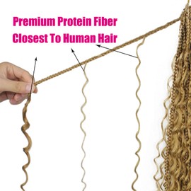 Boho Crochet Braids Pure Protein Fiber Close to Human Hair 24 Inch Goddess Box Braids with Soft Curls Bohemian Braids Crochet Hair for Black Women (24Inch #27)