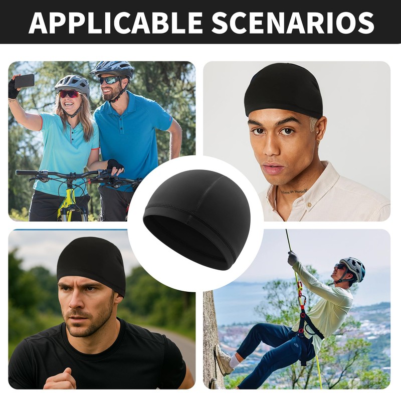 6PCS Wave Cap for Men and Women Breathable Short Black