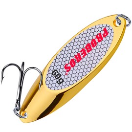 Proberos Fishing Spoons Lures Bass Baits Jigging Bait Tackle with Treble Hooks Hard Metal Spoon Fishing Lure Weight Pick 10 Pcs/Pack 2.12oz Gold