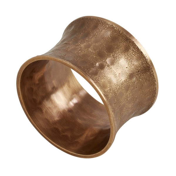 SARO LIFESTYLE Collection Hammered Napkin Rings (Set of 4), Diameter: 1.75", 1.25"H, Dark Gold