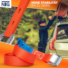 Lashing Straps with Clamping Lock, for Quick Securing in the Car, Bicycle Carrier, Sack Truck and when Moving, High-Quality Workmanship, Set of 10, 10 Pieces per Set, 25 mm Wide (Pack of 10, 2 m)