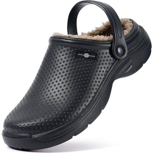 ZUSERIS Winter Sandals, Clogs, Men's, Women's, Waterproof, Warm, Slippers, Room Shoes, Indoor Shoes, Outdoor Wear, Veranda Sandals, 2-Way, Lightweight, Fleece-Lined, Anti-Slip, Black
