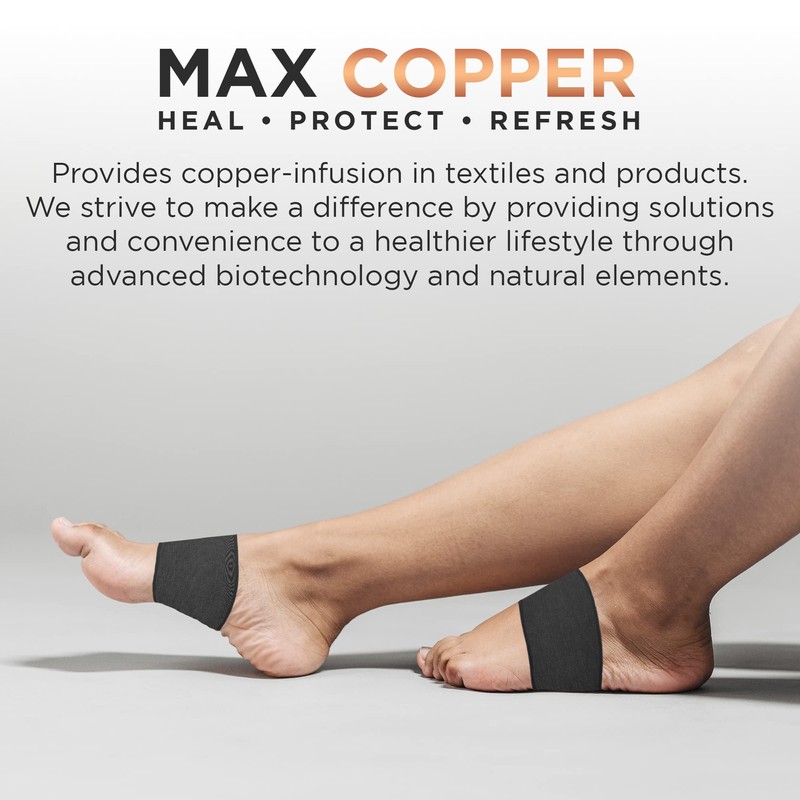 MAXCOPPER Compression Arch Support Band 100% Copper-Infused, Antimicrobial, Eliminates Odors
