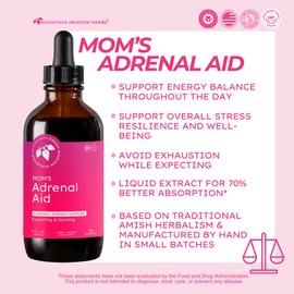 Mountain Meadow Herbs Mom's Adrenal Aid – Liquid Herbal Supplement, Natural Adrenal Support for Women, Safe for Expecting & Nursing Moms, Boosts Energy, Reduces Fatigue & Supports Hormone Balance 4oz